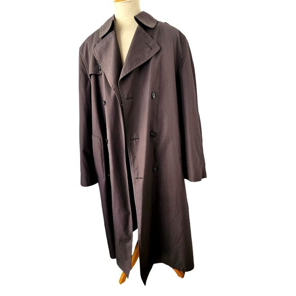 Vintage 80s Hart Schaffner Marx Mens Trench Coat 42L Gray All-Weather Raincoat - Picture 8 of 12